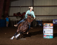 Barrel racer turning second barrel at CanFest