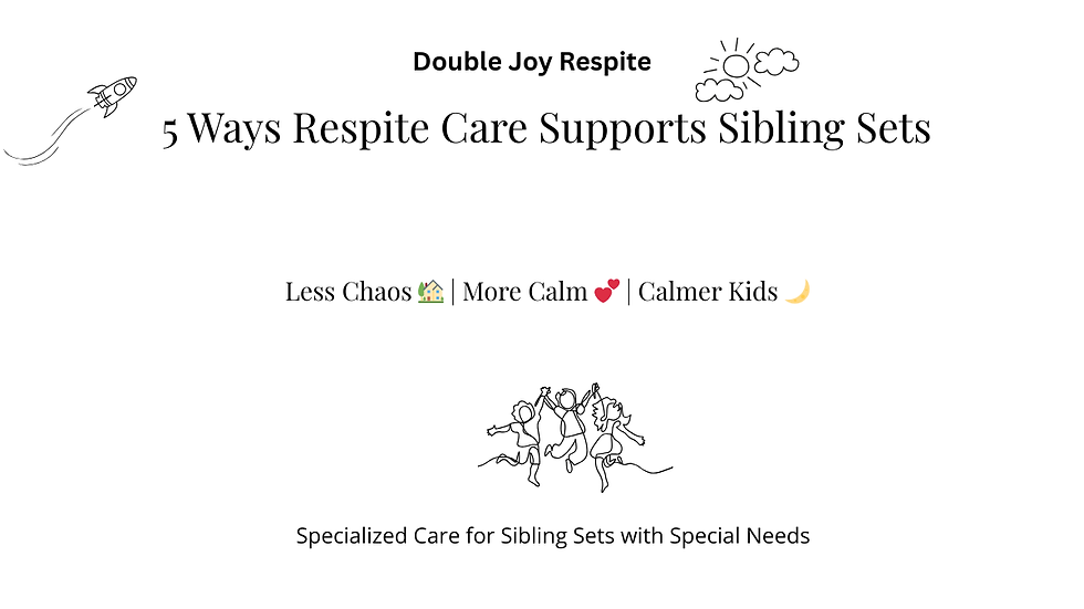 Respite care siblings blog cover image with title text and child-friendly illustrations.