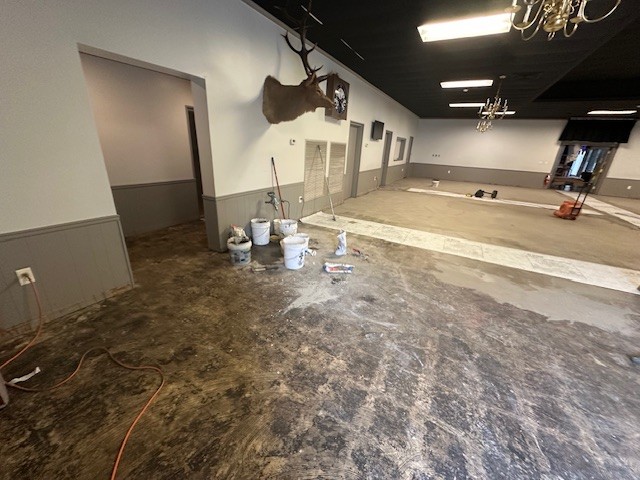 Commercial flooring preparation in a banquet hall