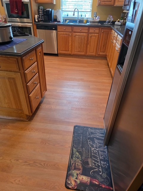 Wood flooring in a kitchen