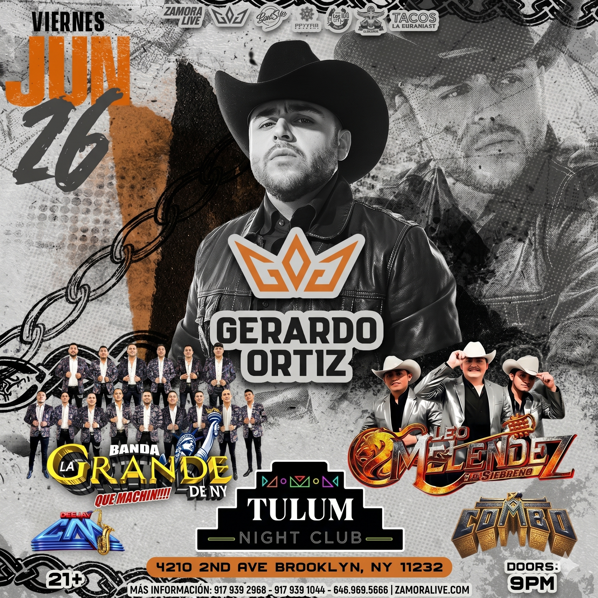 ✨No te pierdas este gran evento con Gerardo Ortiz, junto a Banda La Grande de NY, Leo Melendez y DJ Combo.