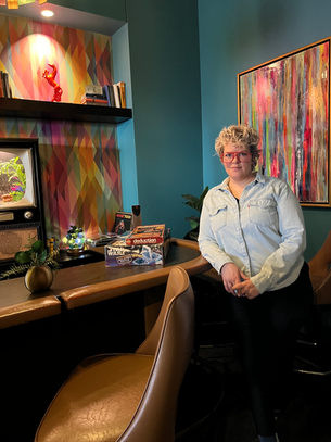 Sara standing inside The Dwell Hotel