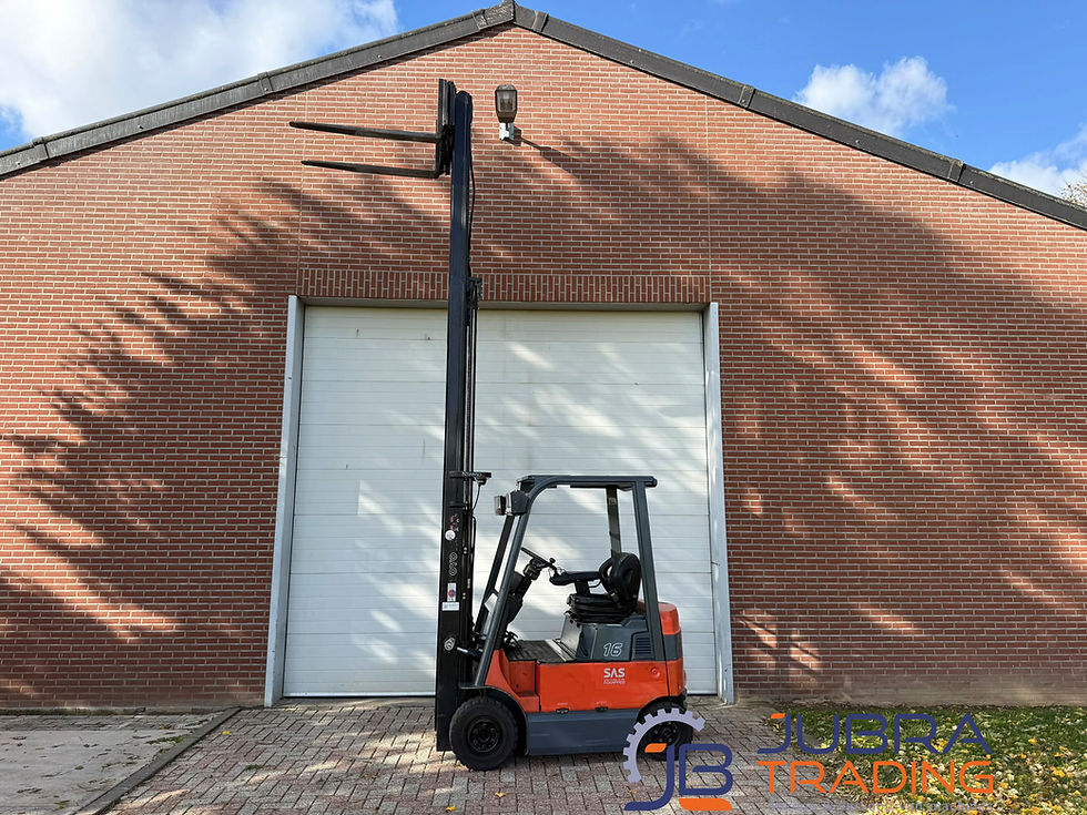 Miniaturbild: Toyota 7FBMF16 elektrische heftruck uit 2005 met Triplex mast, Freelift, Sideshift en Werkverlichting.