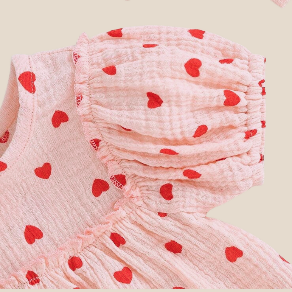Thumbnail: Valentine's Day hearts Romper with Bow