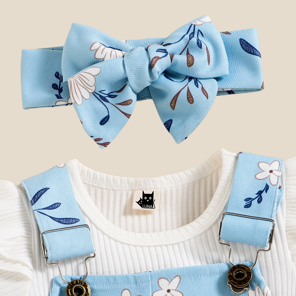 Thumbnail: Floral Print Overall Dress set