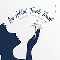 A Girl looking at dandelions blowing underneath An Added Touch Travel text