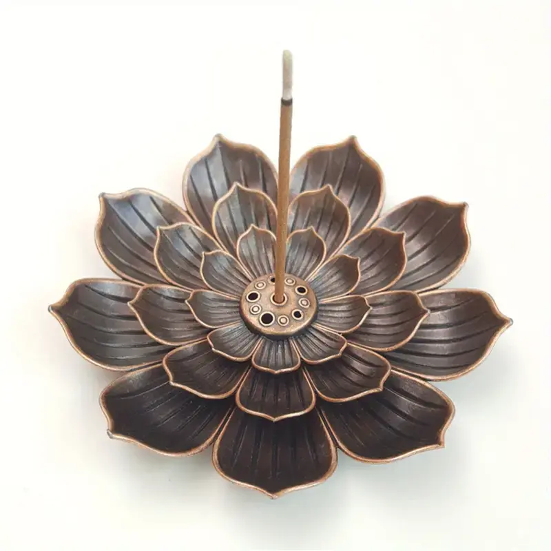 Bruleur Encens Lotus en Laiton - Cuivre rouge
