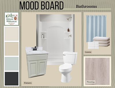 Hillside Hideaway Retreat bathroom mood board