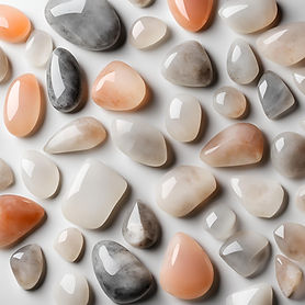 pierres de lune blanche, pêche et grise sur fond blanc.jpg