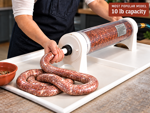 Dakotah 10 lb Water-Powered Sausage Stuffer in Use