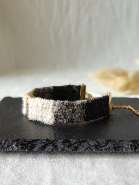 Handwoven bracelet from the Sun collection, unique jewellery from the Pyrenees