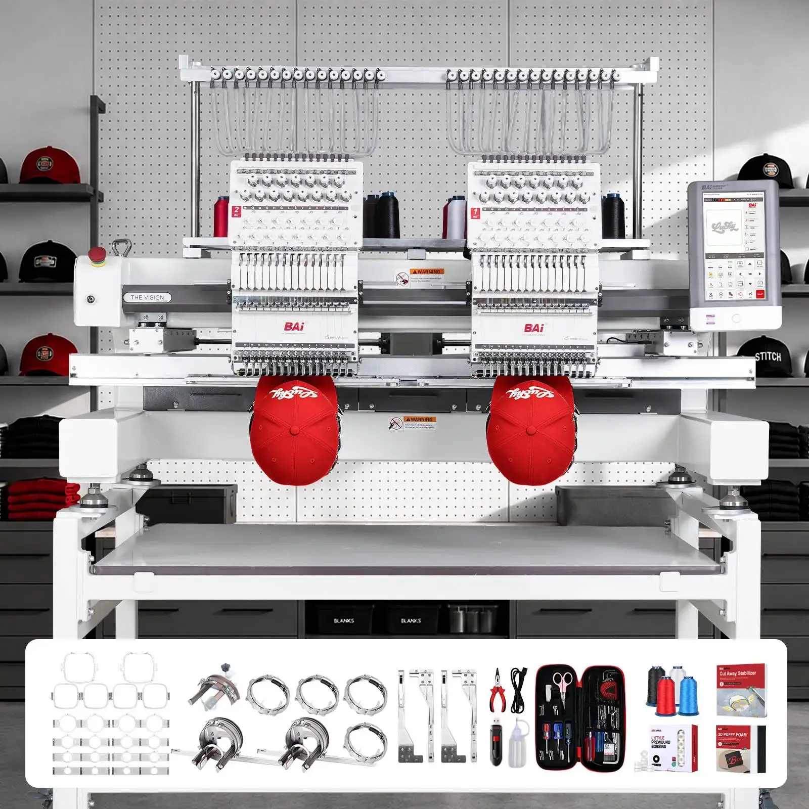 THE VISION-2HEADS BAI Commercial Embroidery Machine