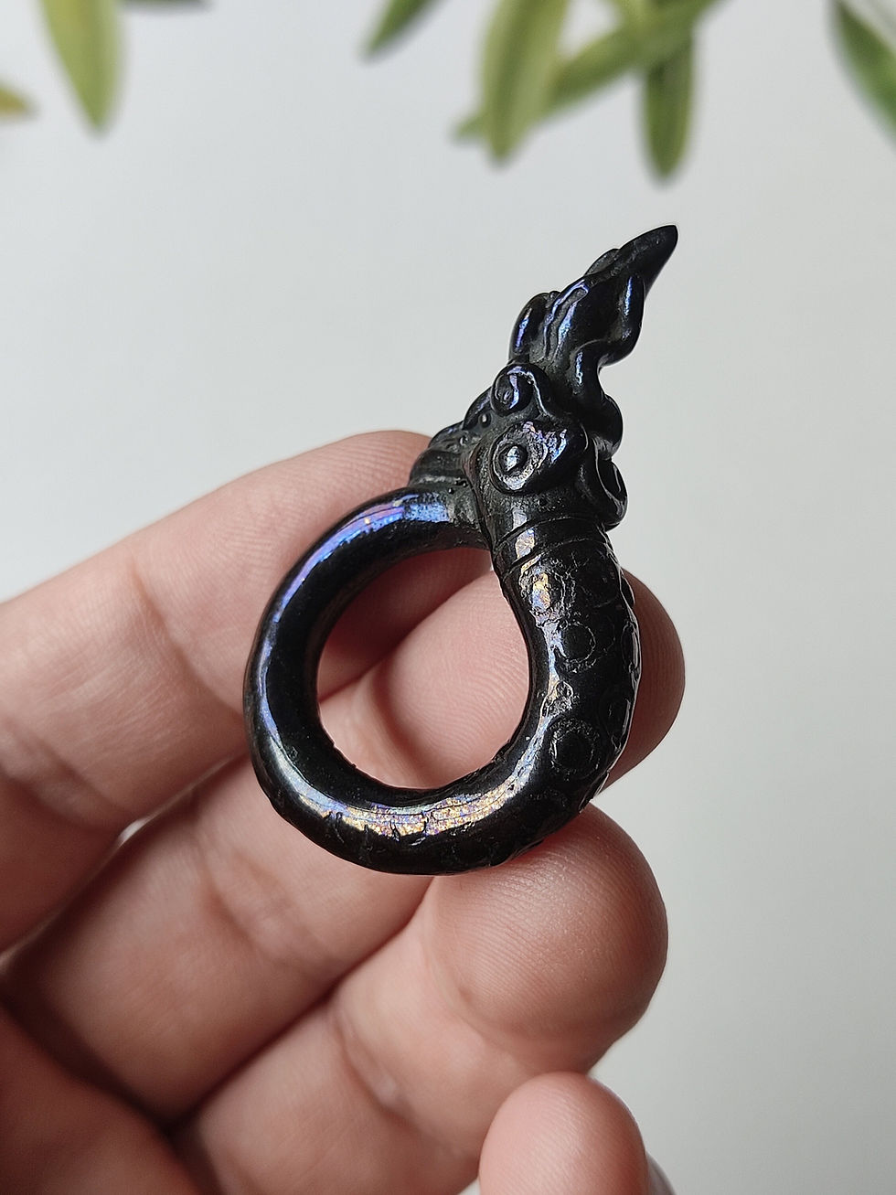 Thumbnail: Naga Ring "lek Lai" Carving (Silver and Mulit Color) - BeautifulWonder of Nature