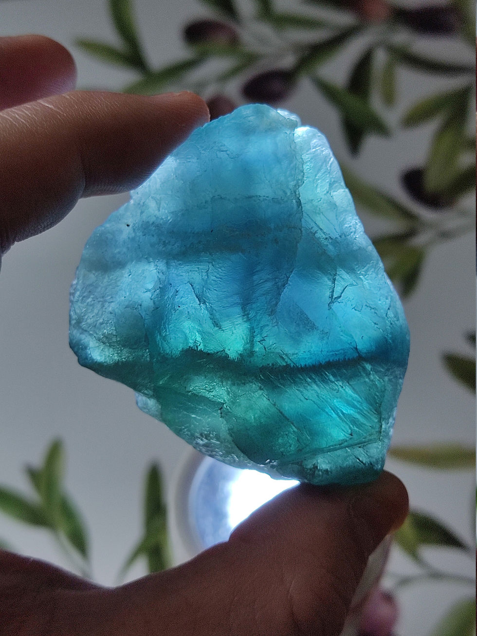 Thumbnail: 105g Gorgeous Raw Fluorite - Genius Stone - "Ice Cube" with Deep Purple Cloud