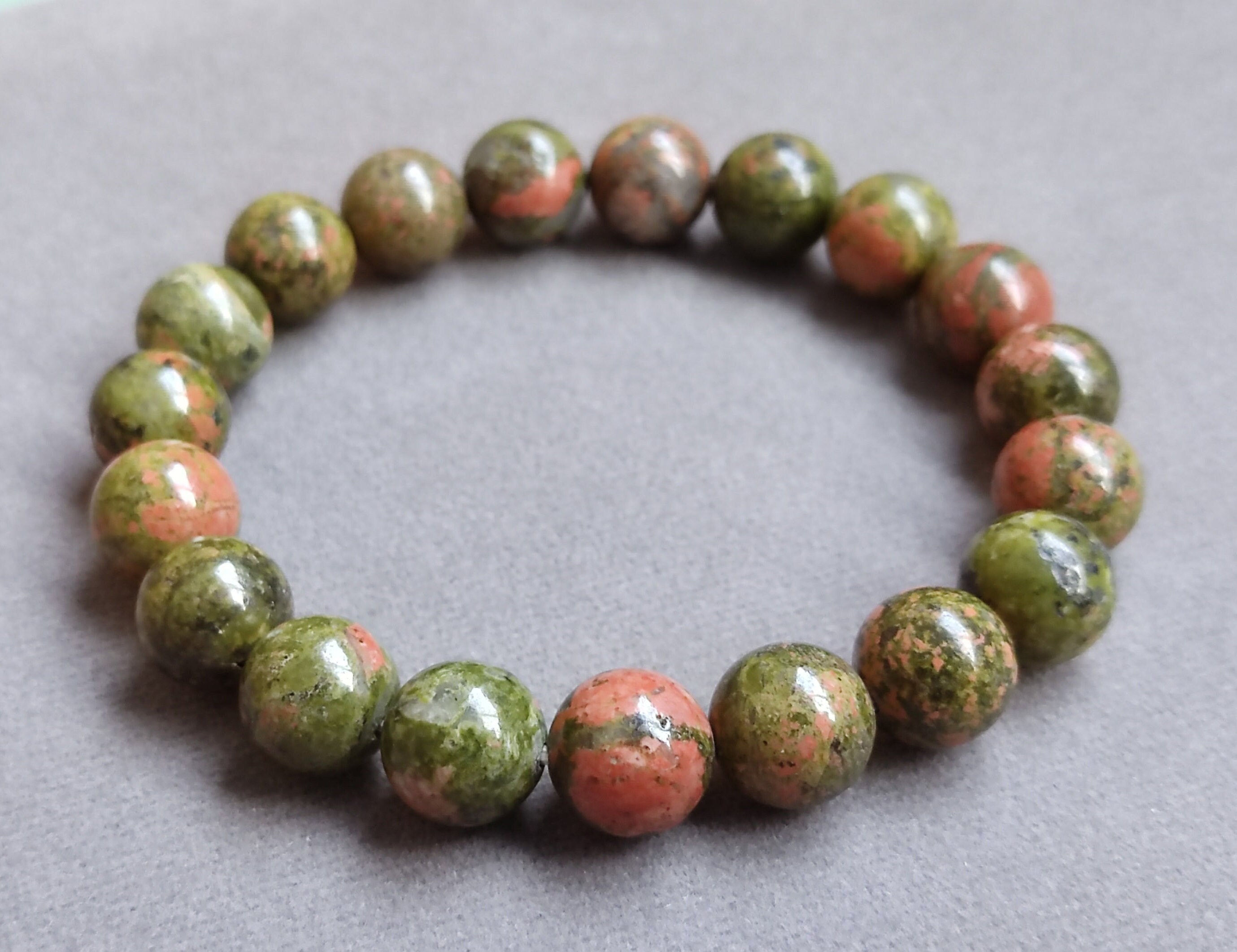 100% Natural South African Unakite Crystal Bracelet - Support emotional well-be