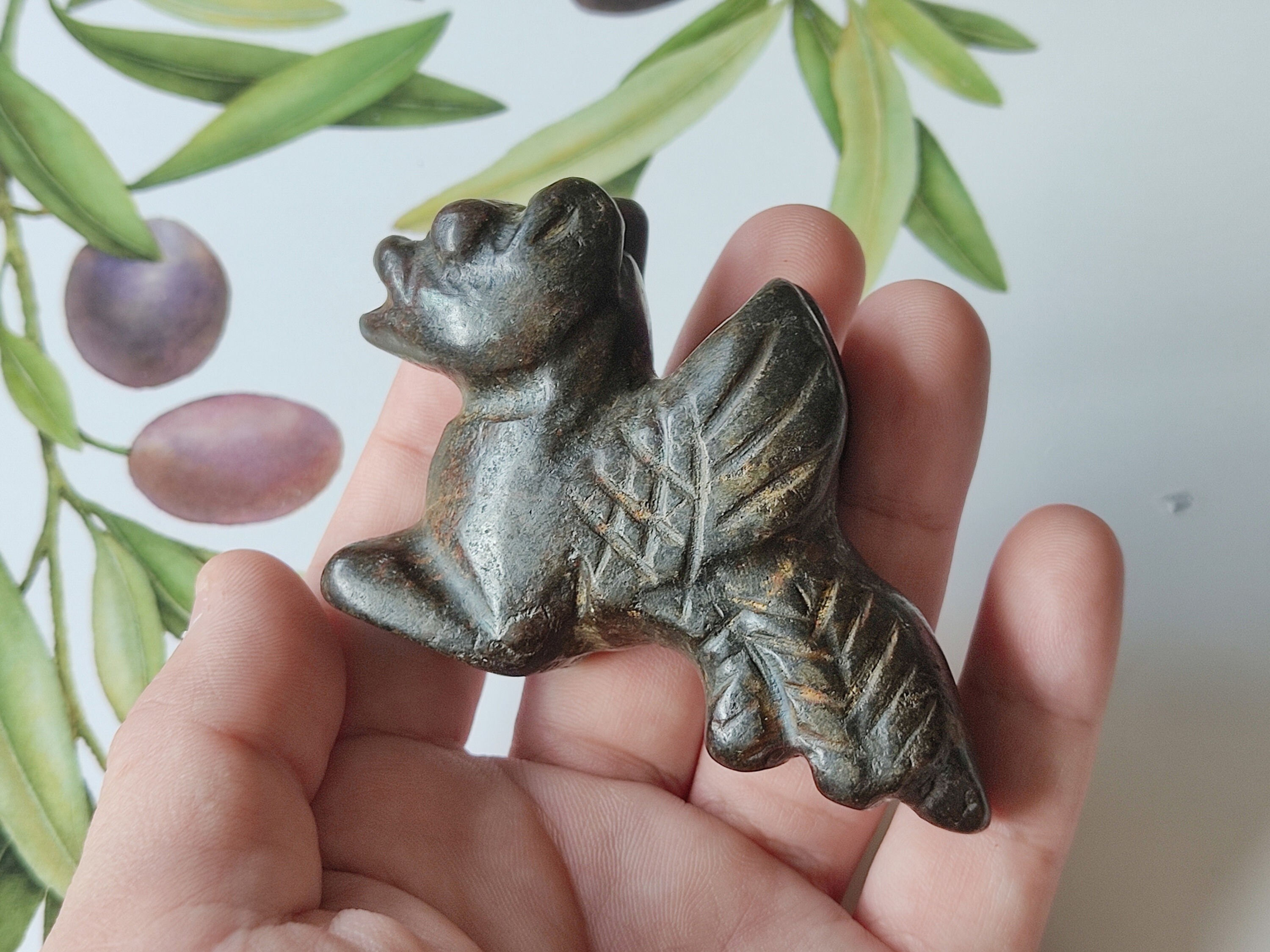 Nephrite Jade Meteorite "Winged Lion" Carving - Neolithic Culture Stone of Anci