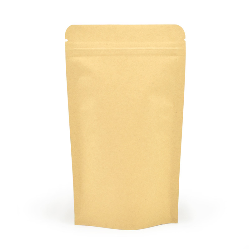 Stand-Up Windowless Kraft Food Pouches, Zip Lock & Heat Seal - 110 x 185 x 30mm view 4