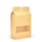 Zip Lock & Heat Seal Kraft Windowed Flat Bottom Stand-Up Pouch with dimensions of 180x280x80mm