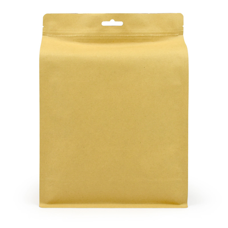 Standup Flat Bottom Windowless Kraft Food Pouches, ZipLock HeatSeal 200x290x90mm view 4