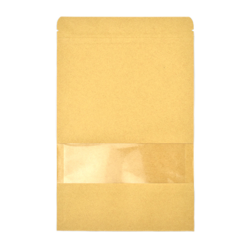 Standup Windowed Kraft Food Pouches, Zip Lockable & Heat Sealable - 140x220x40mm view 5
