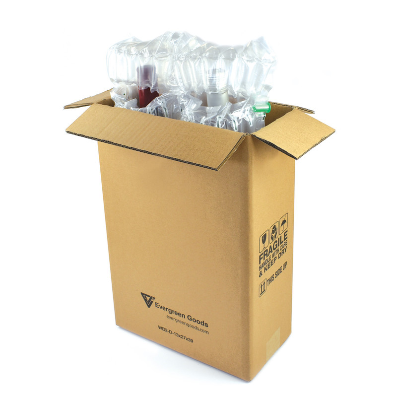 100μm Inflatable Valved Bags & Double Layer Box for 2 Wine / Drink Glass Bottles view 2