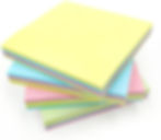 Sticky Notes in Pastel Multicolored, each measuring 3" x 3" / 76mm x 76mm, with 100 sheets per pad