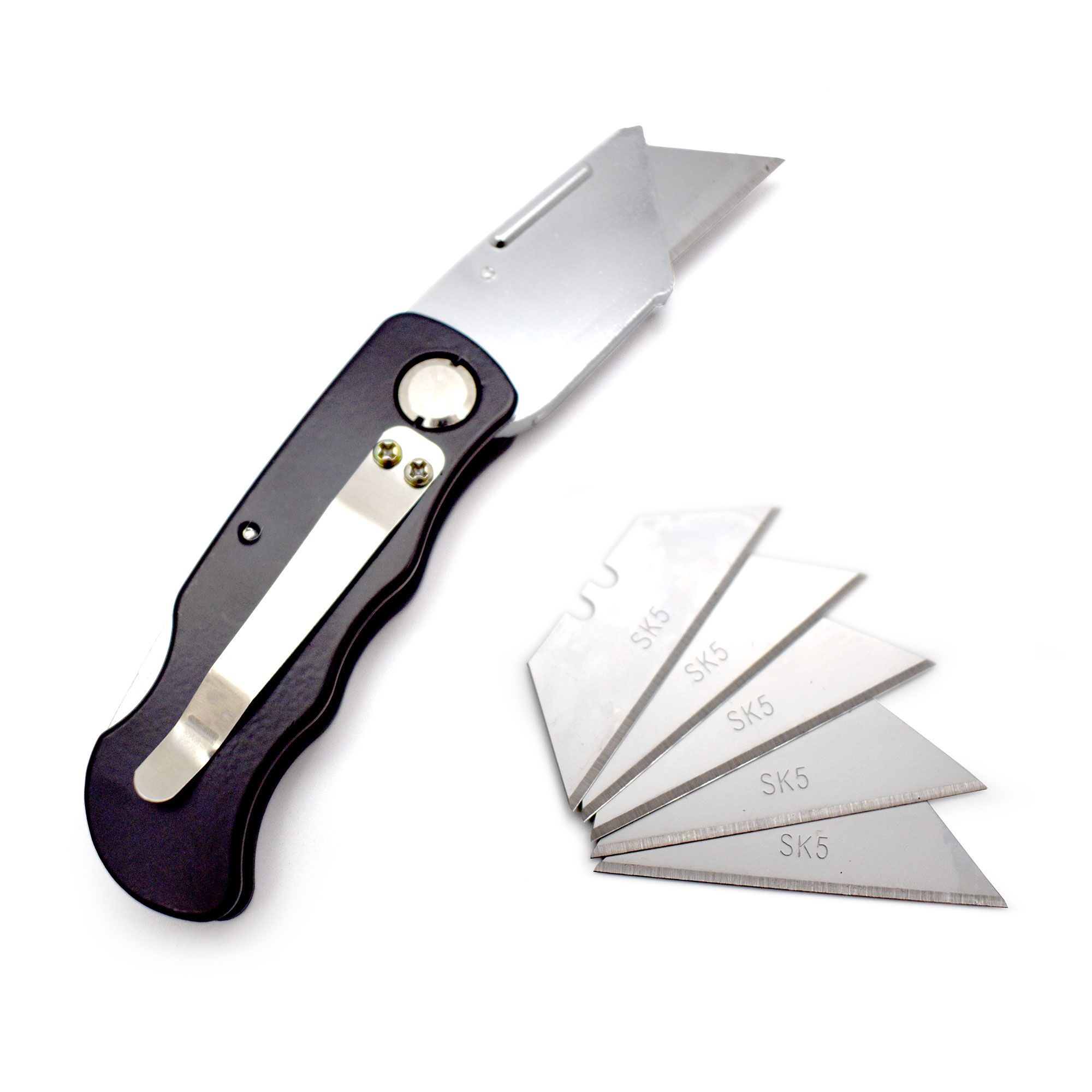 Foldable Crafting Knife | Comes with 5 Spare Carbon Steel Blades | Clip & Lock