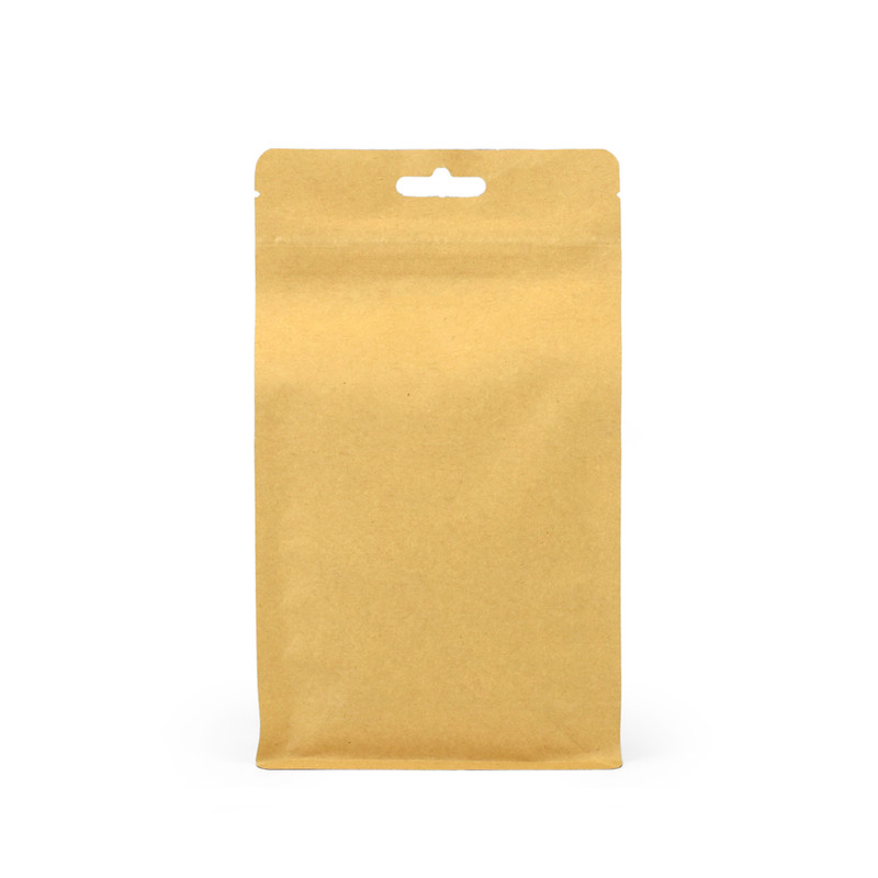 Stand-Up Flat Bottom Kraft Food Pouches, Zip Lock & Heat Seal, 120x220x60mm view 4