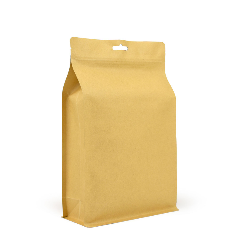 Standup Flat Bottom Windowless Kraft Food Pouches ZipLock HeatSeal, 180x280x80mm