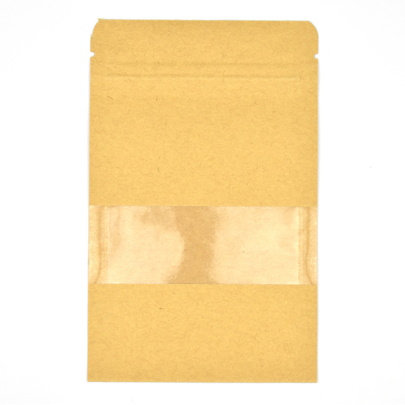 Standup Windowed Kraft Food Pouches, Zip Lockable & Heat Sealable - 180x260x40mm view 5