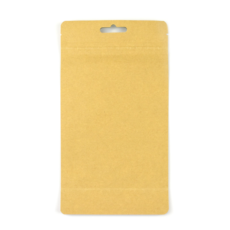 Stand-Up Flat Bottom Kraft Food Pouches, Zip Lock & Heat Seal, 120x220x60mm view 5