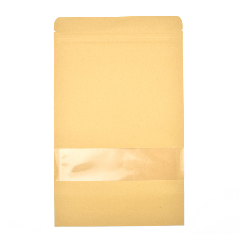 Standup Windowed Kraft Food Pouches, Zip Lockable & Heat Sealable - 160x260x40mm view 5