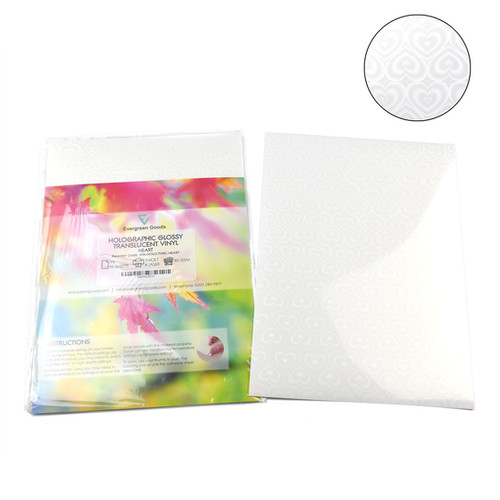 A4 Heart Pattern Translucent Holographic Sticker Vinyl Labels