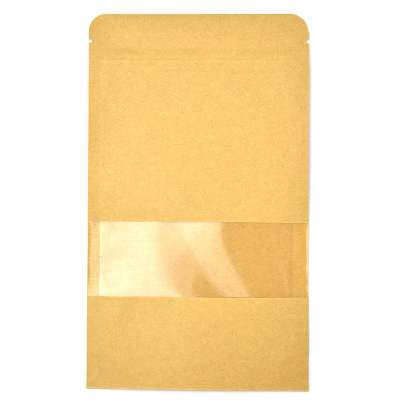 Standup Windowed Kraft Food Pouches, Zip Lockable & Heat Sealable - 120x200x40mm view 5