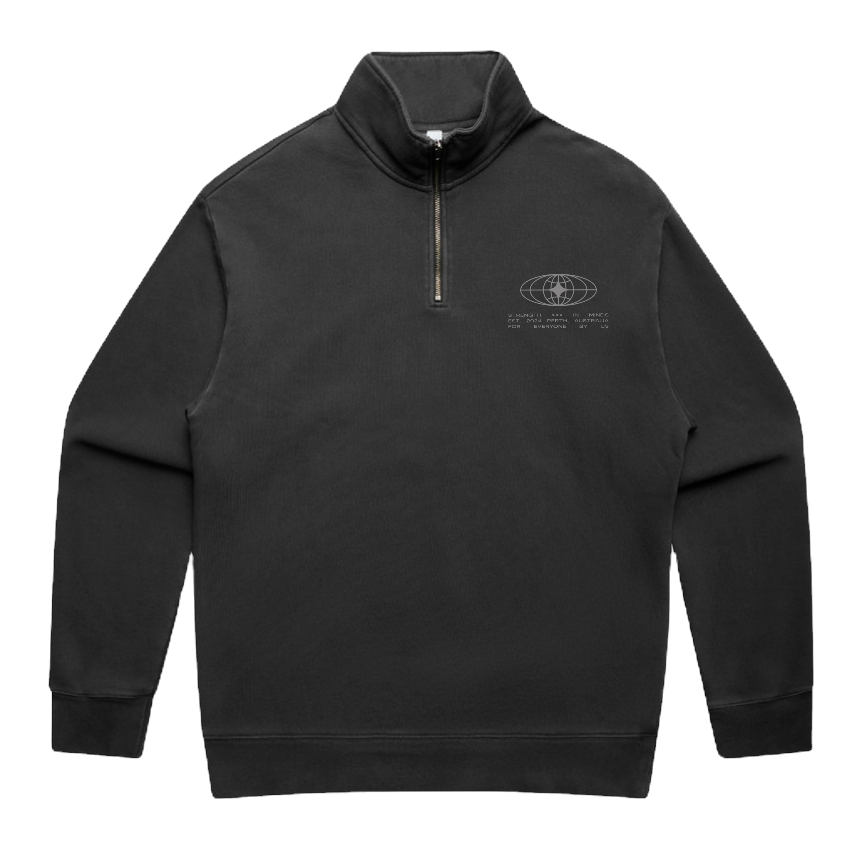 REJ Strength In Minds - Faded Half Zip Sweat