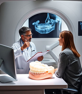 I want to generate an image with a dentist with a clipboard in his hand speaking to client