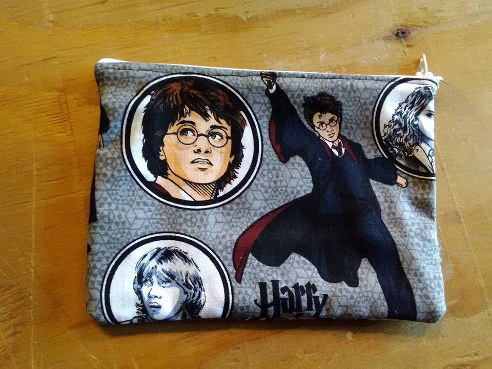 Harry Potter, Zipper Pouch, Pencil Case, Handmade, Travel Carry All, Coin Pouch