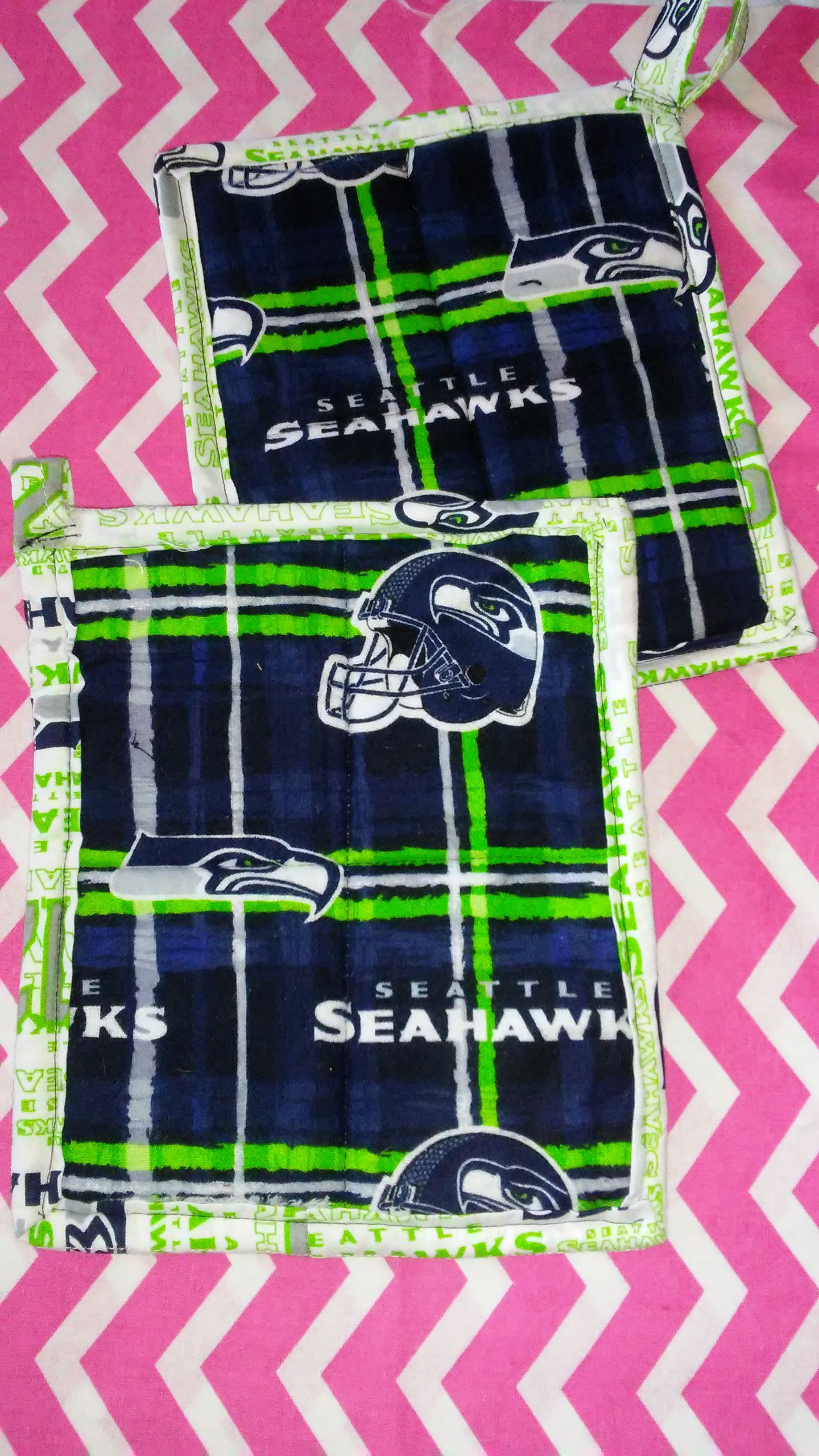 Seahawks, Potholders, Set of 2, BBQ Gift, Cooking Accessories, Seattle Fan