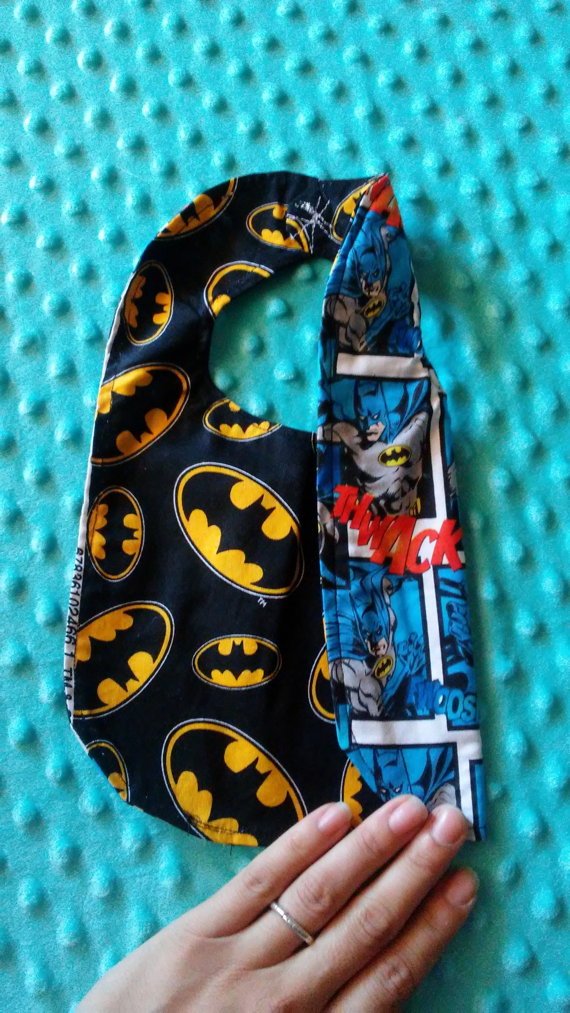 Batman, New Parent, Baby Shower Gift, Toddler Bib, Nerdy, Reversible, DC Comic
