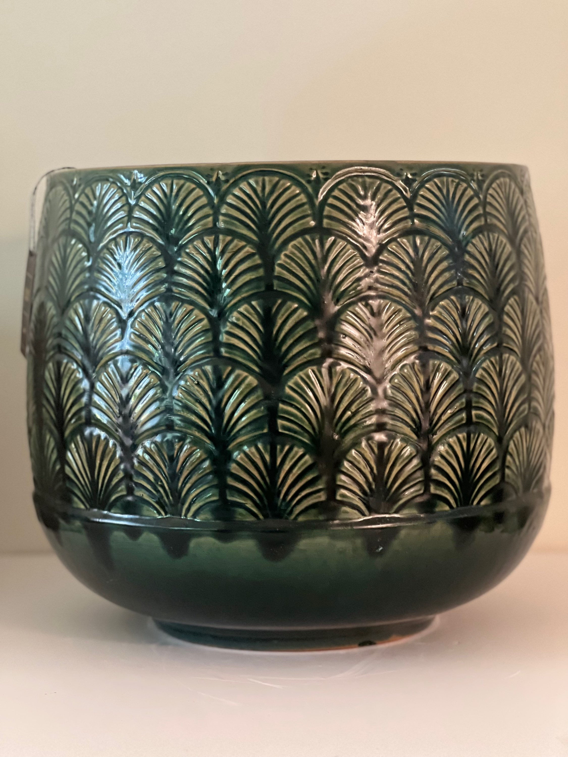 Moss Green Fan Luxury Ceramic Planter