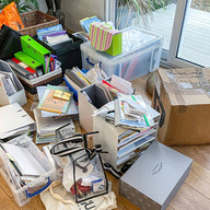 Paperwork gathered ready to be sorted and decluttered