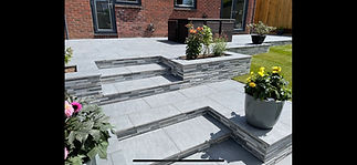 Paved steps at the back of a house