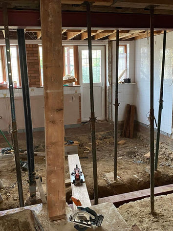 House renovation under construction without flooring