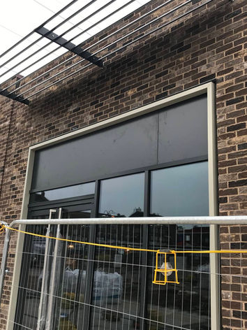 Large windows fitted to the new building