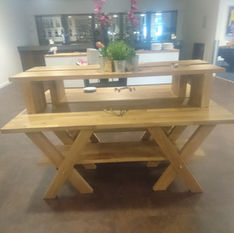 Multi-level display wooden table