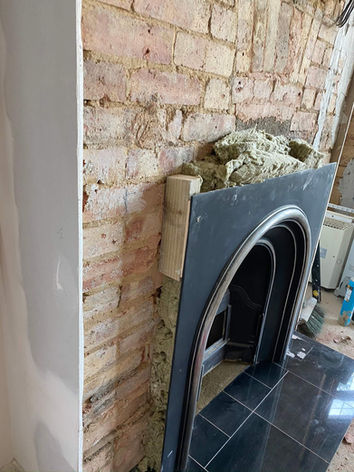 Uncompleted fireplace installation