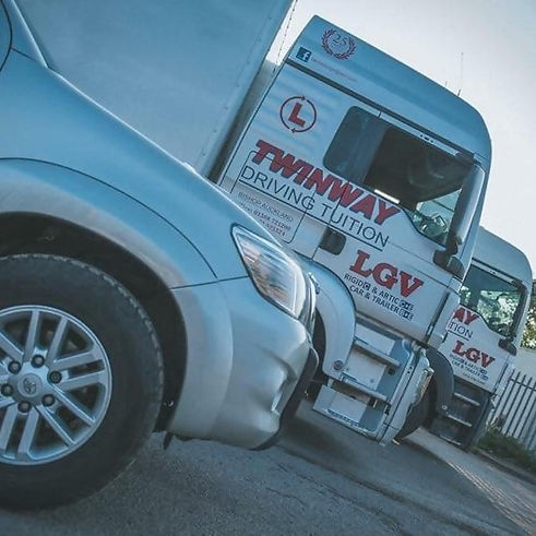 Side view of large goods vehicles