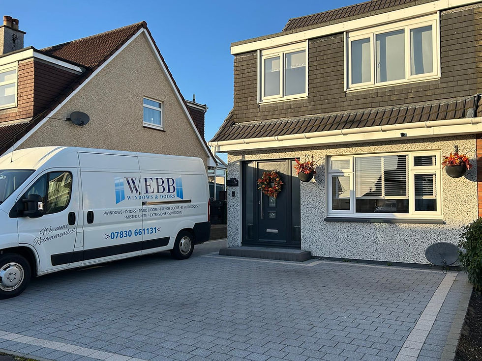 Modern patio doors and paved pato