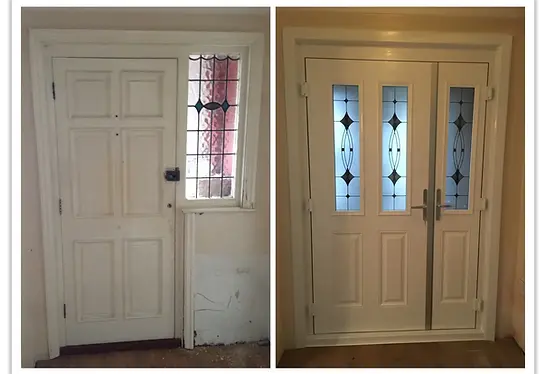 Before and after front door installation