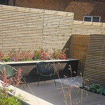 Wooden slatted fencing 